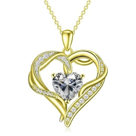 14K Gold  Plated 12 Months Birthstone Forever Love Heart Necklace Birthday Anniversary Wedding Gift