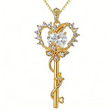 Birthstone Infinity Heart 14K Gold Plated Butterfly Key Pendant Necklace Gift for Her