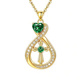 14K Gold Plated Infinity Birthstone  Butterfly Cross Necklace for Women