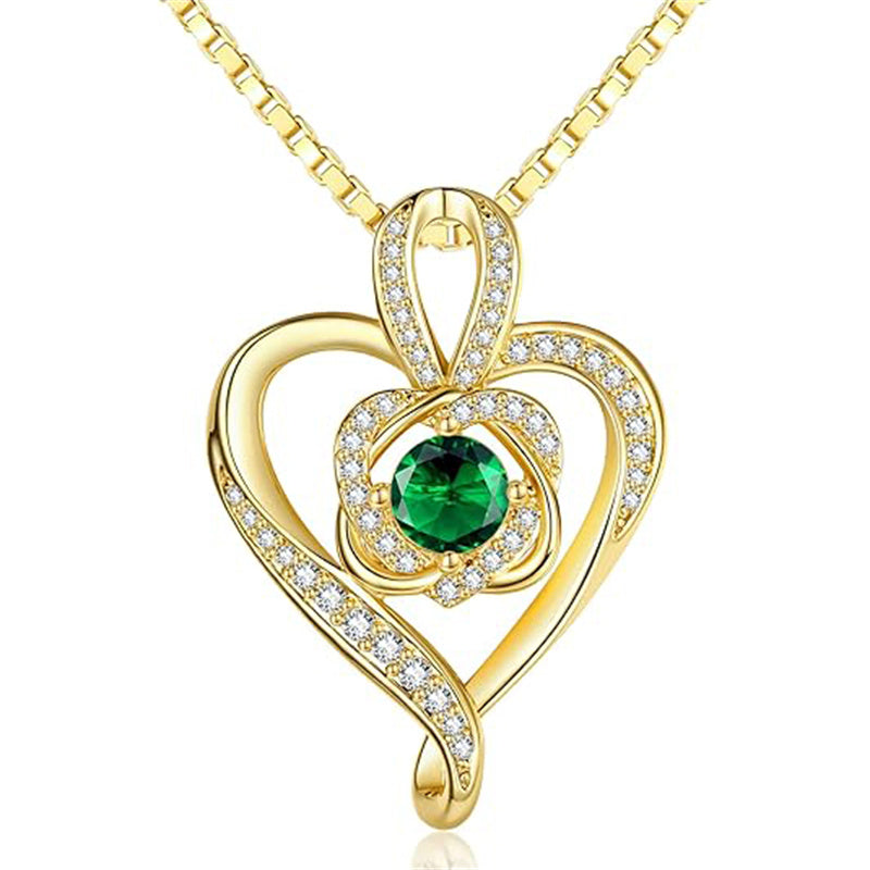 Sterling Silver Round Birthstone Necklace for Women