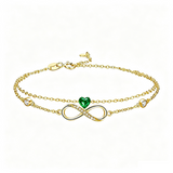 14K Gold Plated Birthstone Infinity Double-Layer Braceletfor Women