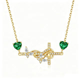 14K Gold Plated Birthstone Butterfly Cross Necklace for Women Anniversary Christmas Birthday Gift