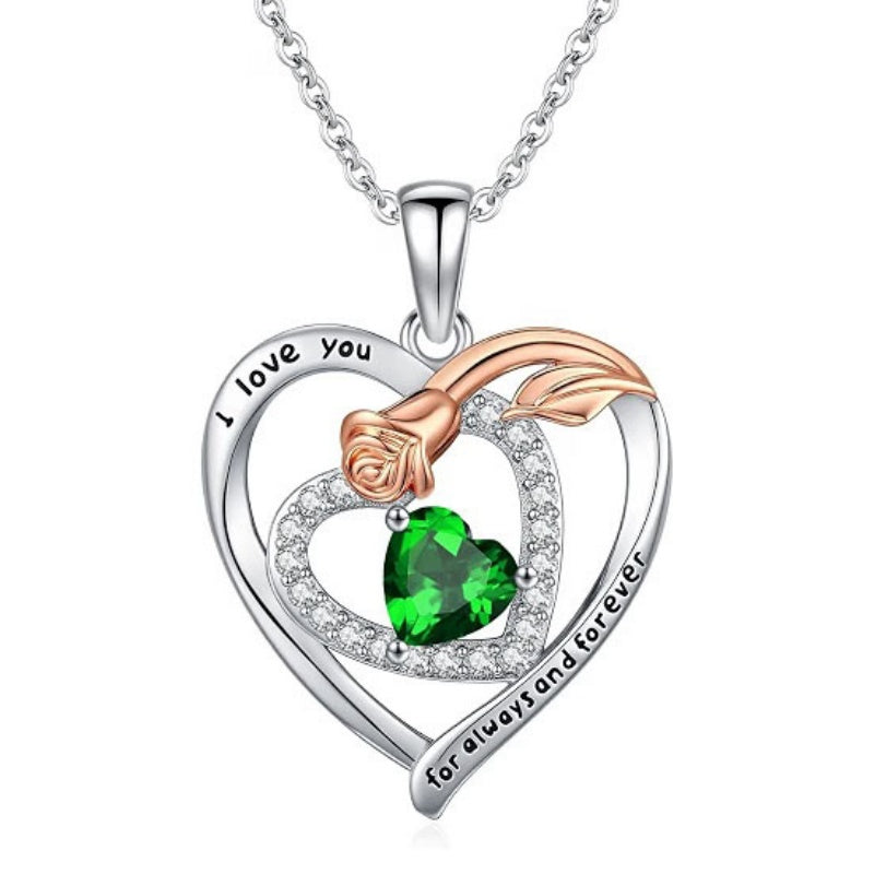 14K Gold Plated  Birthstone Rose Flower Necklaces for Women