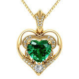 14K Gold Plated Birthstone Double Heart Pendant Necklace Love Jewelry Anniversary Birthday Mother's Day Valentine's Day Gift