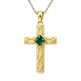 14K Gold Plated Birthstone Cross Pendant Necklace for Women  Anniversary Christmas Birthday Gift