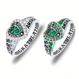 Copper Personalized Birthstone Engraved Class Rings for Women, College Senior High School Ring