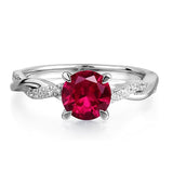 Sterling Silver 7x7mm Round Cut Gemstone Twist Infinity Engagement Ring for Women