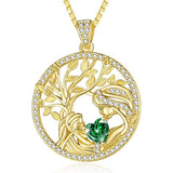 14K Gold Plated Birthstone Tree of Life Mother Child Necklace for Women