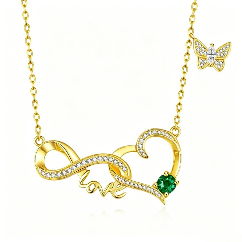 14K Gold Plated Birthstone Infinity Butterfly Necklace for Women