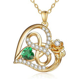 Sterling Silver Birthstone Rose Necklace for Women