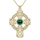 14K Gold Plated Birthstone Celtic Knotwork Cross Necklace for Women