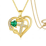 14K Gold Plated Heart Birthstone Infinity Cross Butterfly Necklace for Women