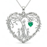 Sterling Silver Heart Pendant Birthstone Tree of Life Mother Child Family Necklace
