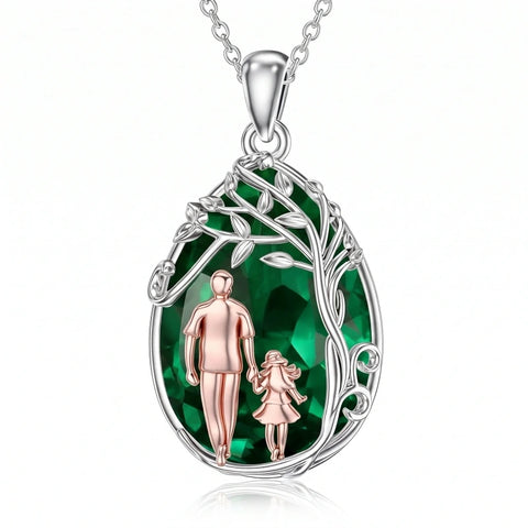 Sterling Silver Crystal Father Daughter Pendant Necklace from Dad  I Love You Forever Jewelry