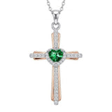 14K Gold Plated Birthstone Cross Necklace for Women  Protection Jewelry