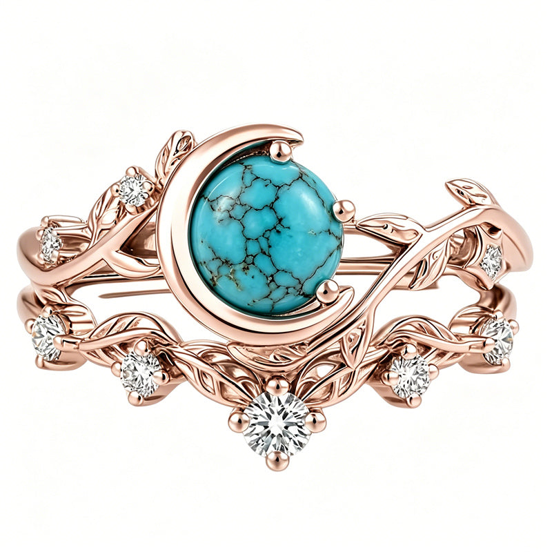 Sterling Silver Personalized Engraved 1-3CT Turquoise Engagement  Wedding Promise Ring Set for Her