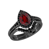 Sterling Silver 3.0CT Pear-Shaped Wedding  Engagement Ring Set For Women