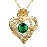 Sterling Silver Birthstone Rose Necklace for Women