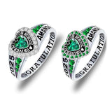 Sterling Silver Personalized Birthstone Engraved Class Rings for Women, College Senior High School Ring