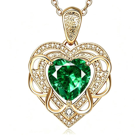 14K Gold Plated Heart Birthstone Heart Necklace for Women Fashion Wedding Anniversary Birthday Gifts