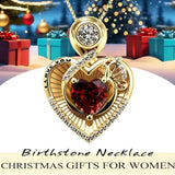 14K Gold Plated  Heart Birthstone Butterfly Necklace Engraved with  I Love You