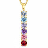 Copper Sterling Silver Personalized Simulated 1-6 Birthstones Family Pendant Necklace
