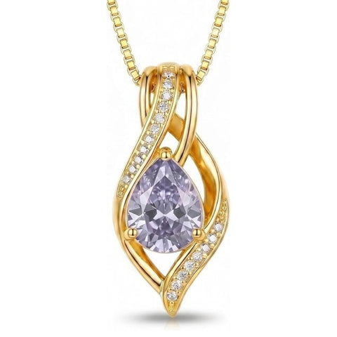 14K Gold Plated  Teardrop Birthstone Infinity Pendant Necklace for Women