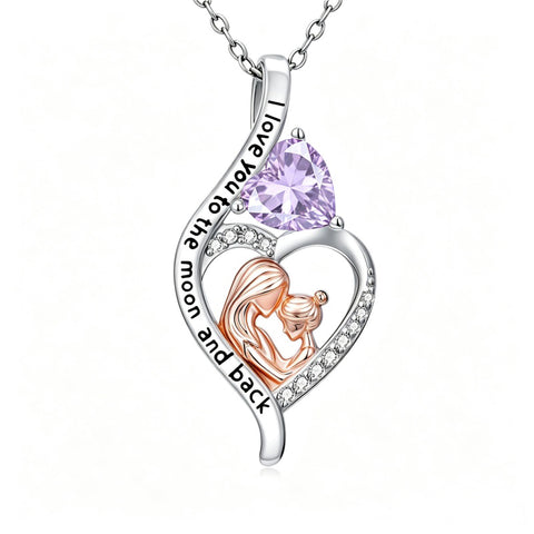14K Gold Plated Birthstone Heart Infinity Necklace Mother's Day  Gift