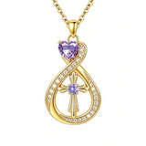 14K Gold Plated Infinity Birthstone  Butterfly Cross Necklace for Women