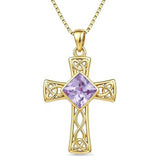 14K Gold Plated  Birthstone Cross Necklace  Pendant Necklace Mother's Day Birthday Gifts for Women
