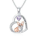 14K Gold Birthstone Corgi Pendant Necklace