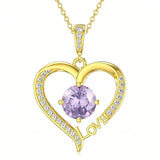 14K Gold Plated  12 Months Heart Birthstone Pendant Necklace Birthday Wedding Anniversary Jewelry Gifts for Women