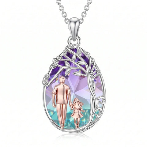 Sterling Silver Crystal Father Daughter Pendant Necklace from Dad  I Love You Forever Jewelry
