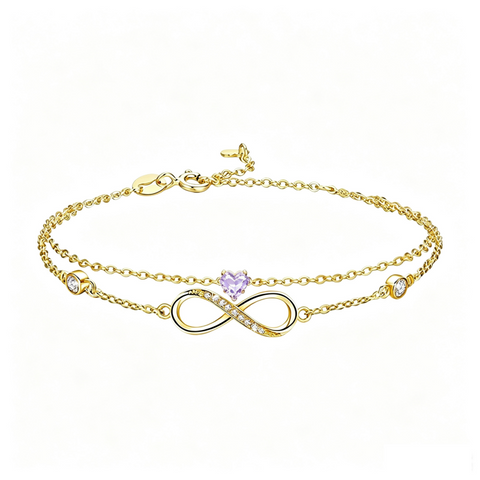 14K Gold Plated Birthstone Infinity Double-Layer Braceletfor Women