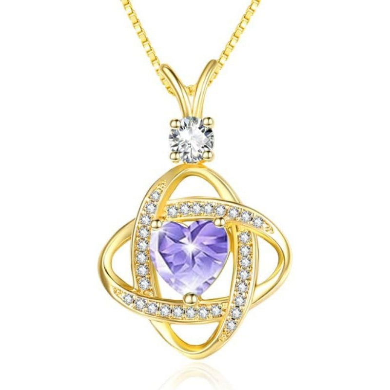 14K Gold Plated Heart Birthstone Infinity Pendant Necklace for Women Anniversary Christmas Birthday Gifts