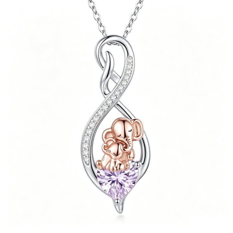Sterling Silver 12 Month Birthstone Infinity Heart Animal Pendant Necklace Christmas Birthday Jewelry Gift