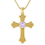 14K Gold Plated  Birthstone Cross Necklace  Pendant Necklace Mother's Day Birthday Gifts for Women