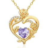 Sterling Silver Birthstone Rose Necklace for Women