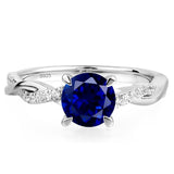 Sterling Silver 7x7mm Round Cut Gemstone Twist Infinity Engagement Ring for Women