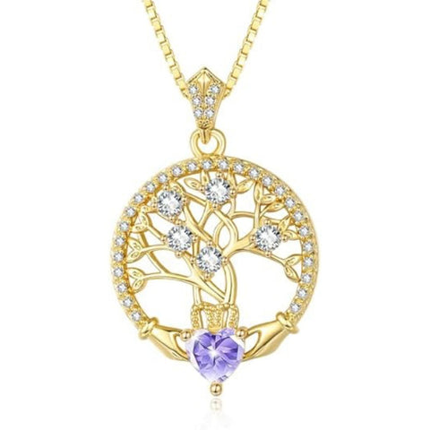 14K Gold Plated  Birthstone Tree of Life Necklaces for Women