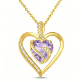 14K Gold Plated  12 Months Heart Birthstone Pendant Necklace Birthday Wedding Anniversary Jewelry Gifts for Women