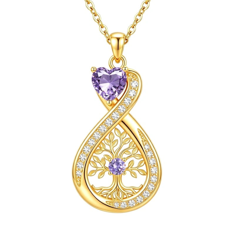14K Gold Plated Infinity Birthstone  Butterfly Cross Necklace for Women
