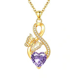 14K Gold Plated Infinity Birthstone  Butterfly Cross Necklace for Women