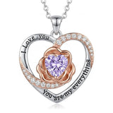14K Gold Plated  Birthstone Rose Flower Necklaces for Women
