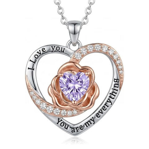 14K Gold Plated  Birthstone Rose Flower Necklaces for Women