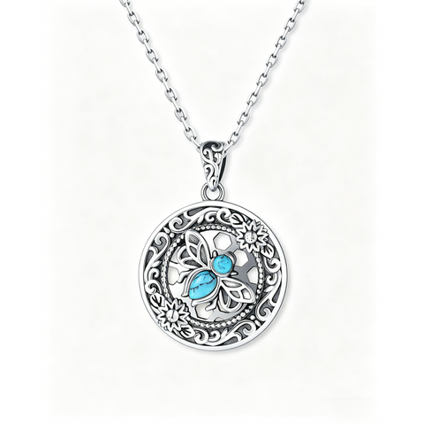 Sterling Silver Turquoise Butterfly Angel Wing Bee Hummingbird Pendant Necklace