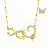 14K Gold Plated Birthstone Infinity Butterfly Necklace for Women