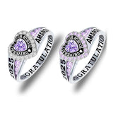 Sterling Silver Personalized Birthstone Engraved Class Rings for Women, College Senior High School Ring