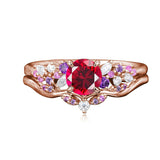 Sterling Silver 1CT Round Gemstone Engagement Promise Anniversary Ring Set for Women