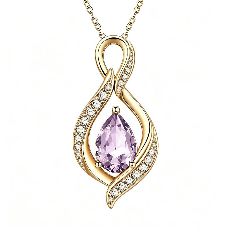 14K Gold Plated  Birthstone Infinity Symbol Pendant  Necklace Anniversary Christmas Birthday Jewelry Gift